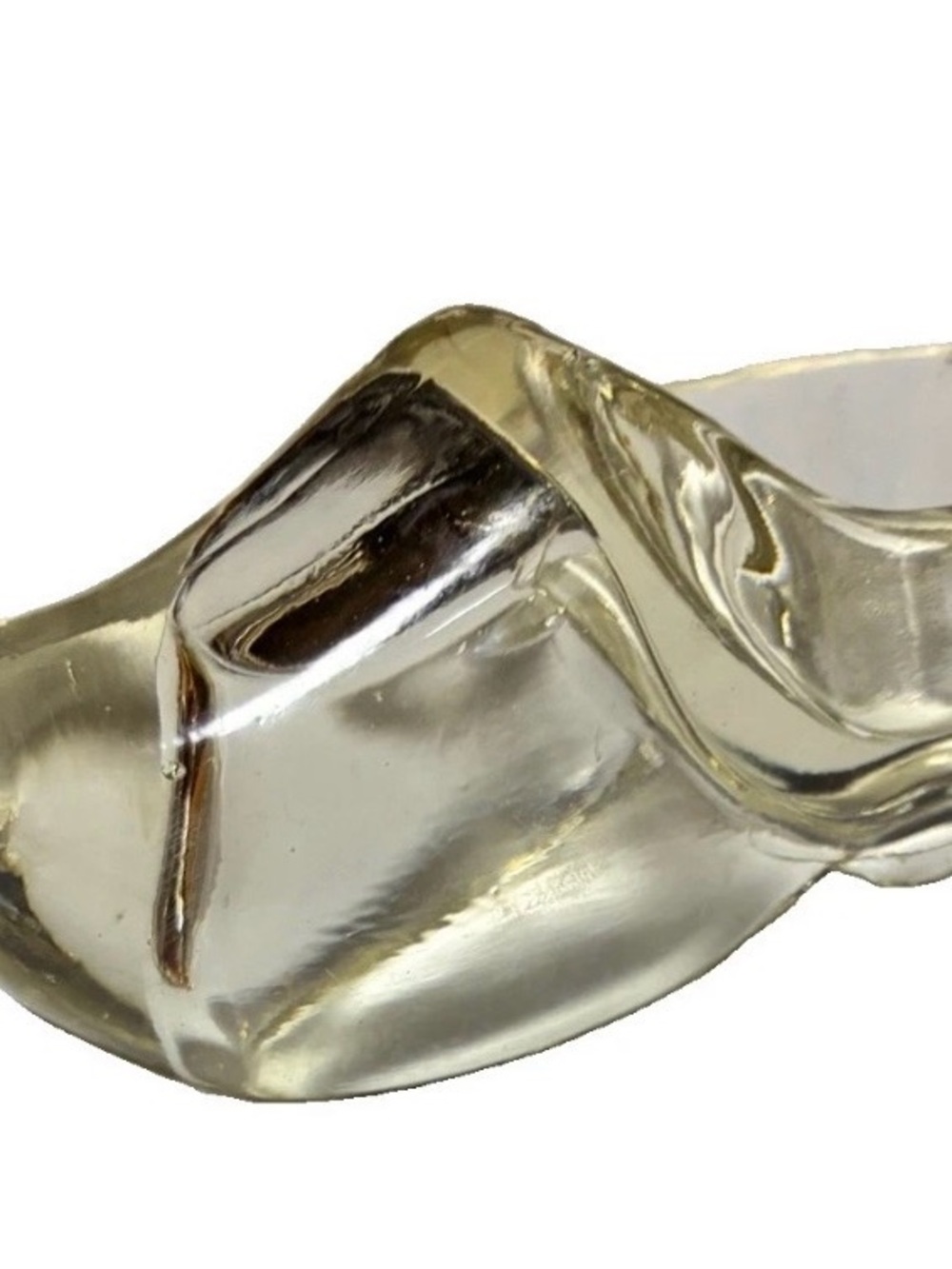 Vintage Dutch Clear Glass Clog Shoe Ashtray